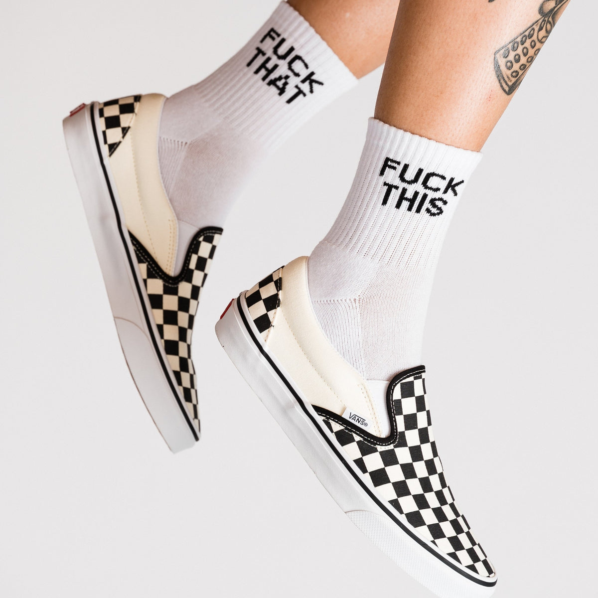 Fuck This Fuck That Quarter Crew Socks - Starry Skies Austin