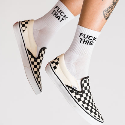 Fuck This Fuck That Quarter Crew Socks - Starry Skies Austin