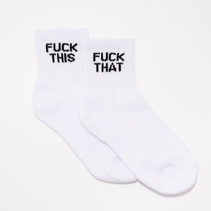 Fuck This Fuck That Quarter Crew Socks - Starry Skies Austin