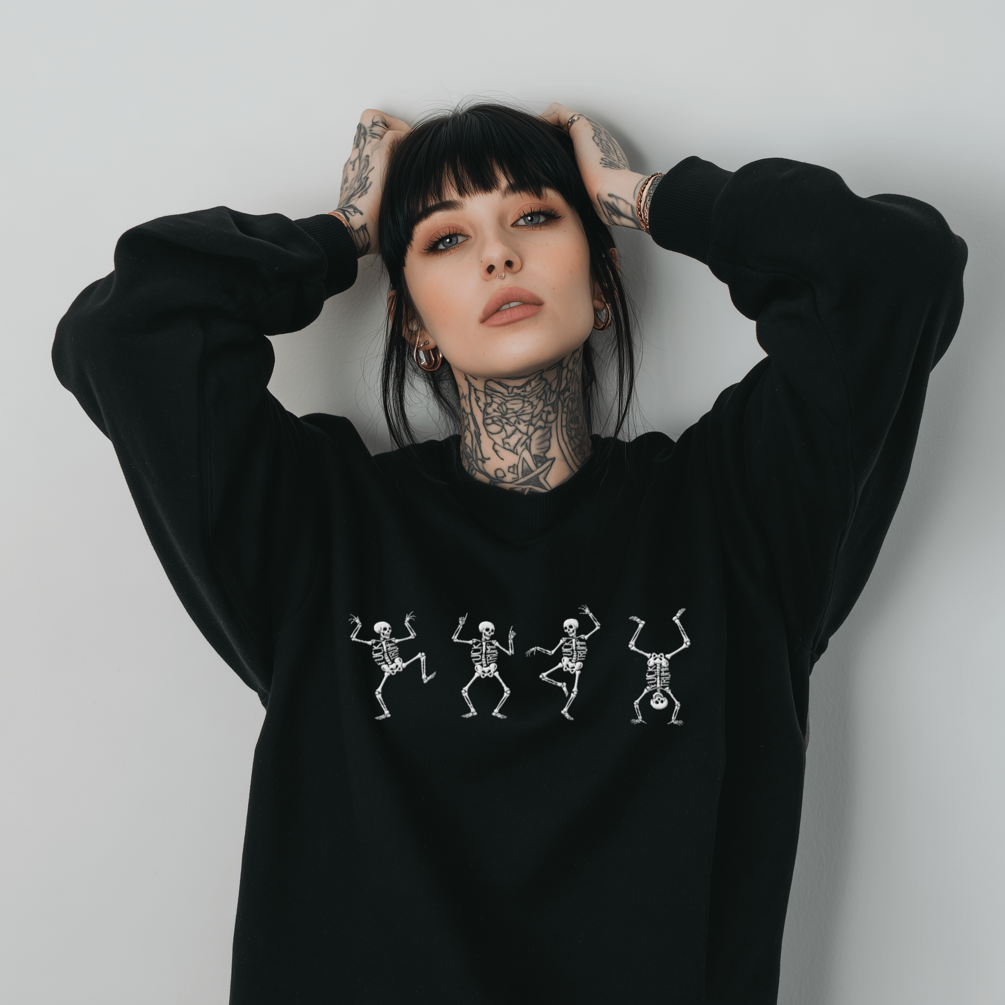 Fuck Trump Dancing Skeleton Sweatshirt - Starry Skies Austin