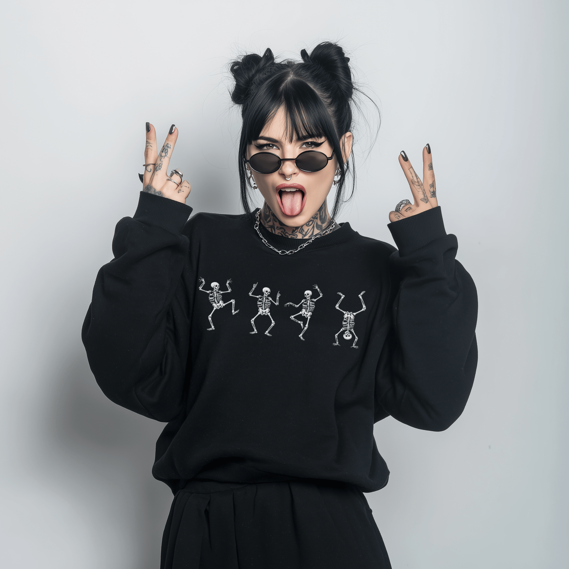 Fuck Trump Dancing Skeleton Sweatshirt - Starry Skies Austin