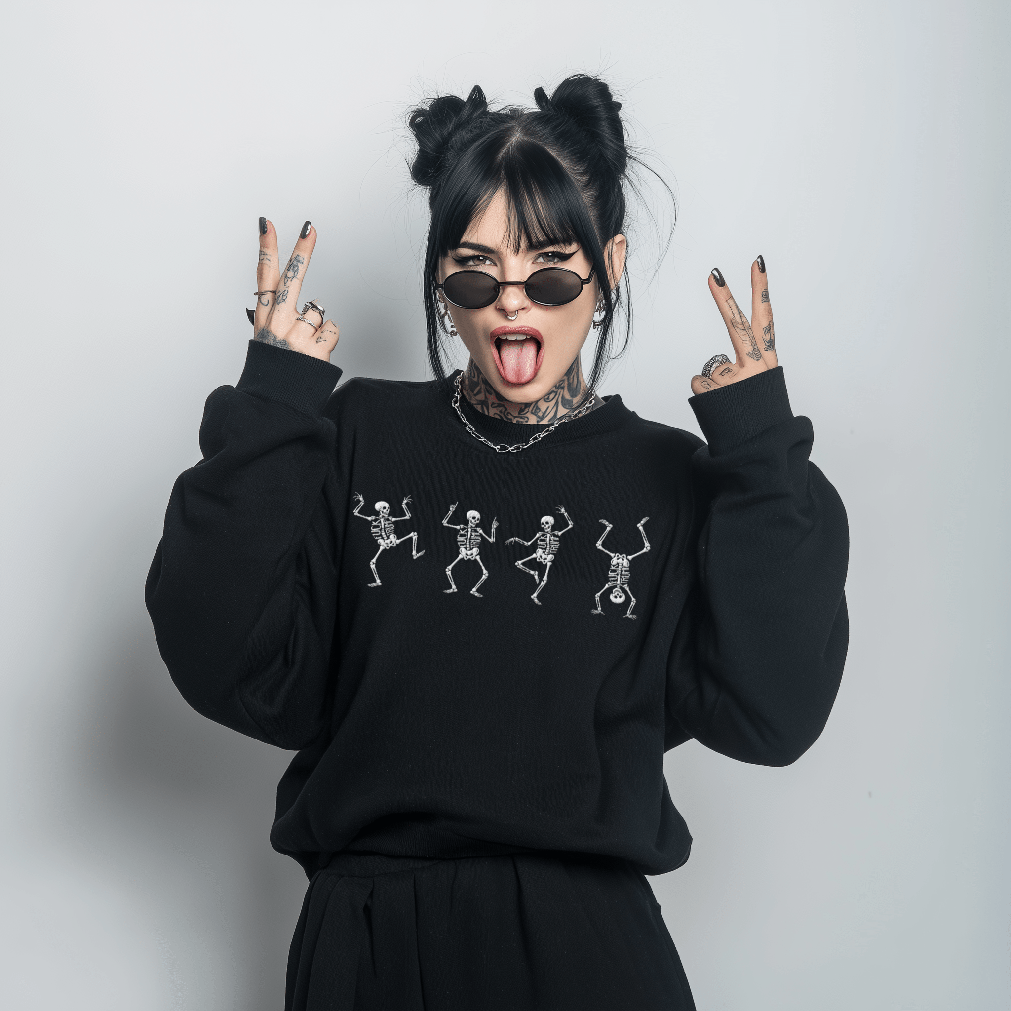 Fuck Trump Dancing Skeleton Sweatshirt - Starry Skies Austin