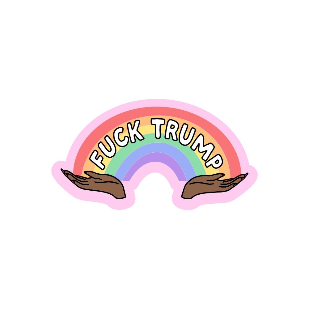 Fuck Trump Rainbow (Dark) Vinyl Sticker - Starry Skies Austin