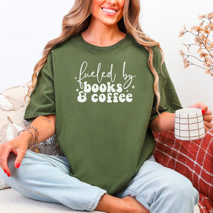 Fueled By Books And Coffee Gildan Softstyle Shirt - Starry Skies Austin