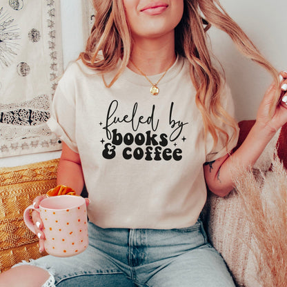 Fueled By Books And Coffee Gildan Softstyle Shirt - Starry Skies Austin