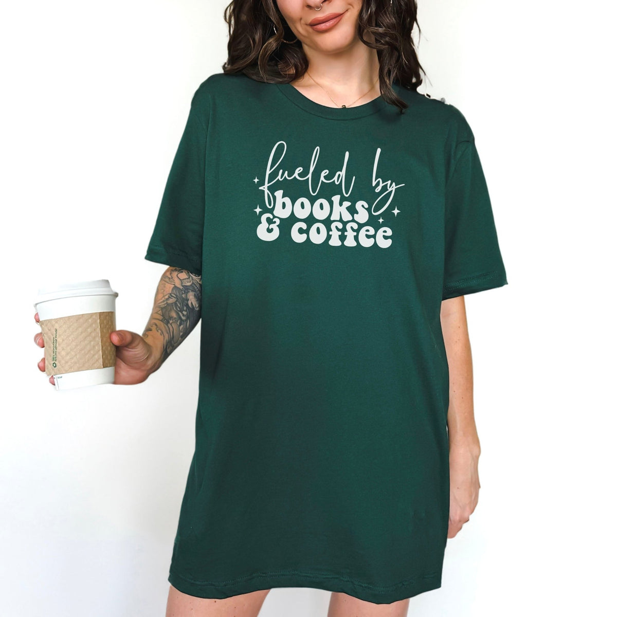 Fueled By Books And Coffee Gildan Softstyle Shirt - Starry Skies Austin