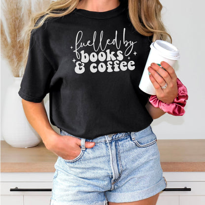Fueled by Books and Coffee Heavyweight Comfort Colors Shirt - Starry Skies Austin