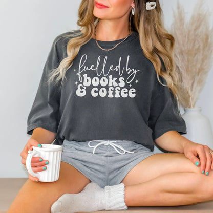 Fueled by Books and Coffee Heavyweight Comfort Colors Shirt - Starry Skies Austin