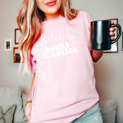 Fueled by Books and Coffee Heavyweight Comfort Colors Shirt - Starry Skies Austin