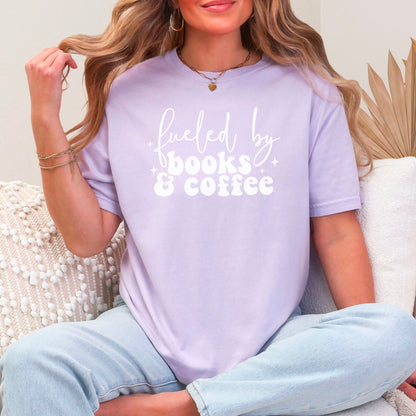 Fueled by Books and Coffee Heavyweight Comfort Colors Shirt - Starry Skies Austin
