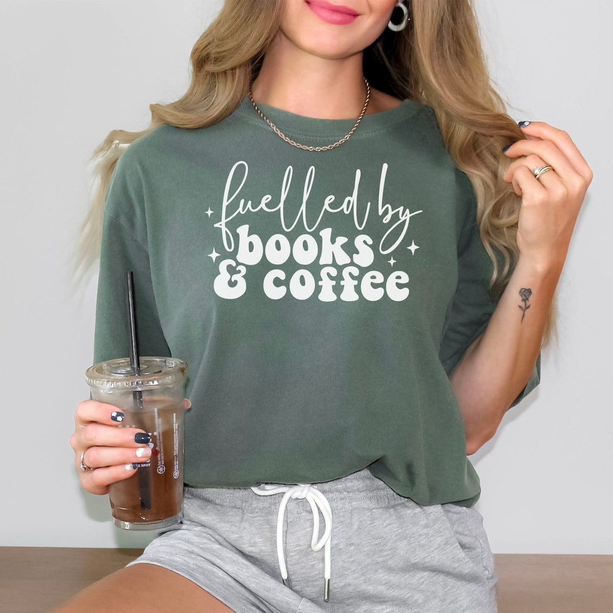 Fueled by Books and Coffee Heavyweight Comfort Colors Shirt - Starry Skies Austin