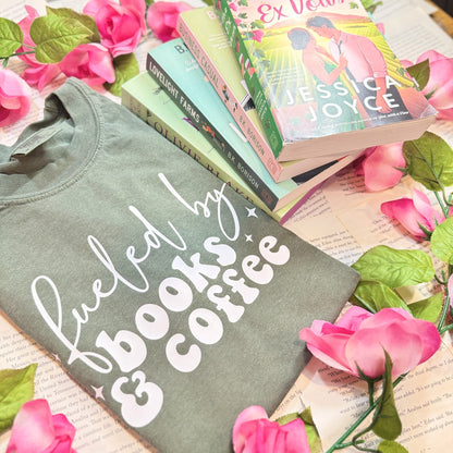 Fueled by Books and Coffee Heavyweight Comfort Colors Shirt - Starry Skies Austin