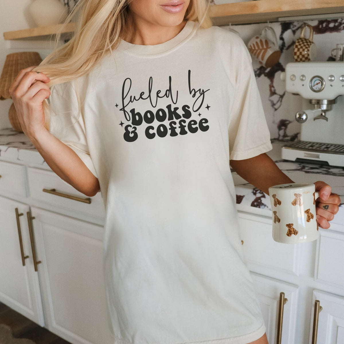 Fueled by Books and Coffee Heavyweight Comfort Colors Shirt - Starry Skies Austin