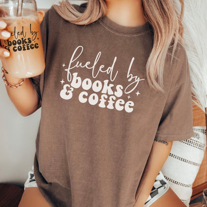 Fueled by Books and Coffee Heavyweight Comfort Colors Shirt - Starry Skies Austin