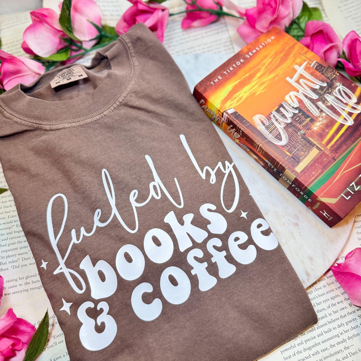 Fueled by Books and Coffee Heavyweight Comfort Colors Shirt - Starry Skies Austin