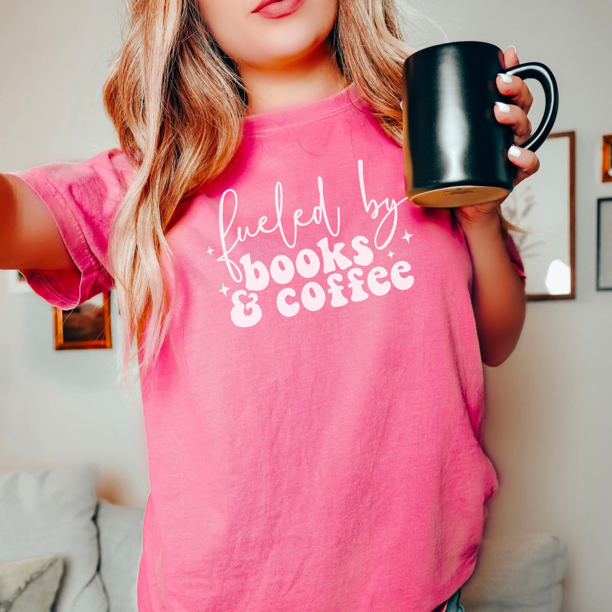 Fueled by Books and Coffee Heavyweight Comfort Colors Shirt - Starry Skies Austin