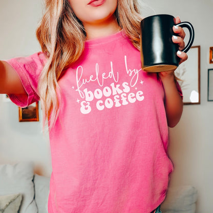 Fueled by Books and Coffee Heavyweight Comfort Colors Shirt - Starry Skies Austin