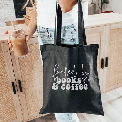 Fueled By Books & Coffee Bookish Canvas Tote Bag - Starry Skies Austin