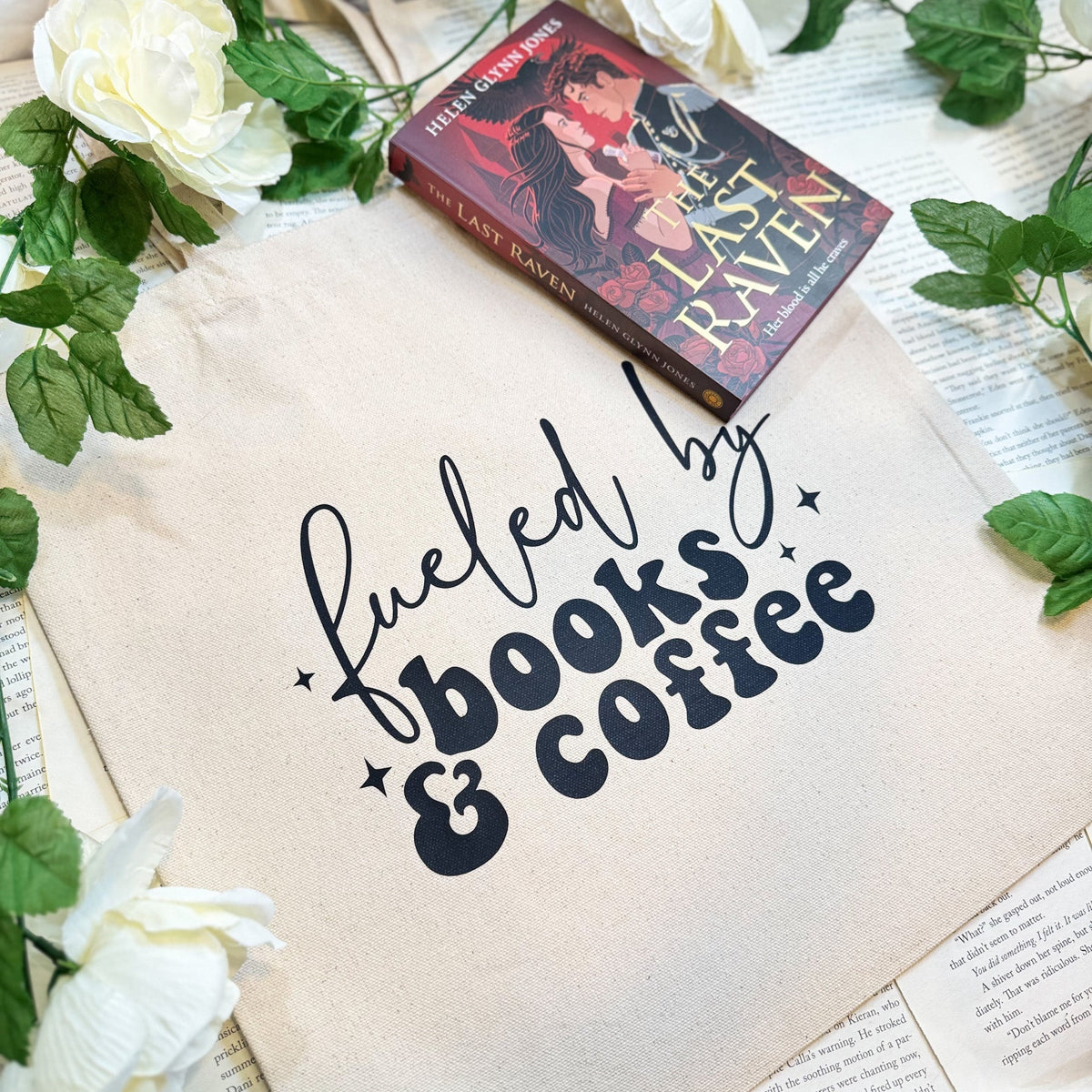 Fueled By Books & Coffee Bookish Canvas Tote Bag - Starry Skies Austin