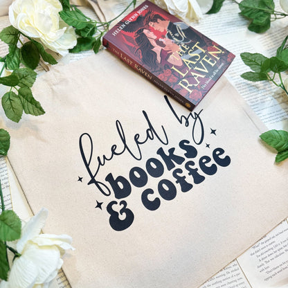 Fueled By Books & Coffee Bookish Canvas Tote Bag - Starry Skies Austin