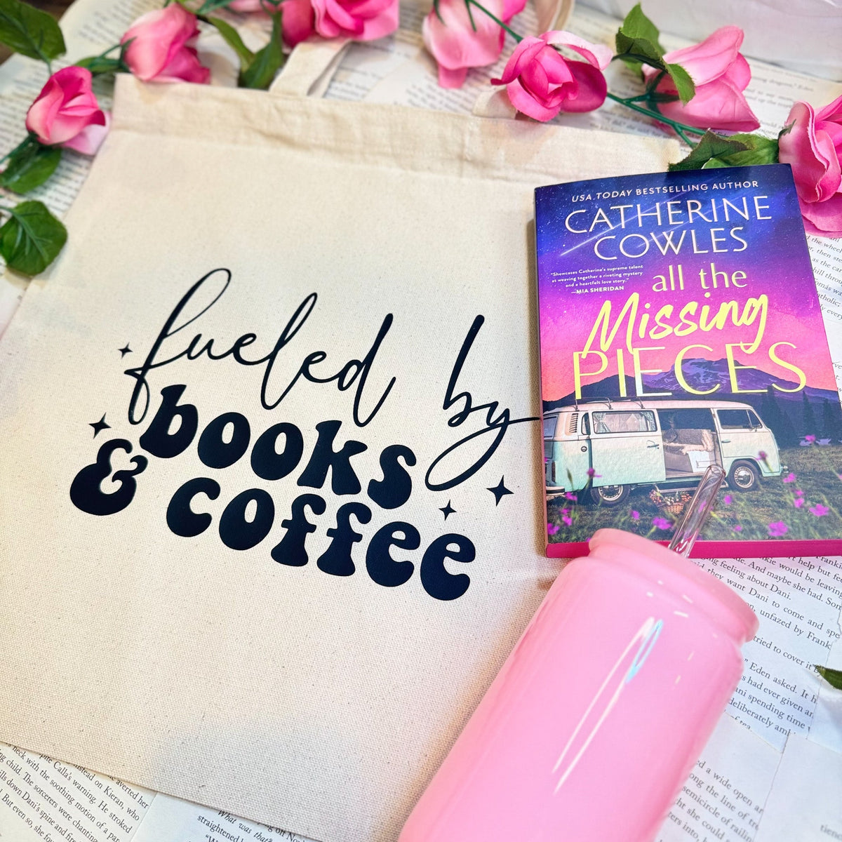 Fueled By Books & Coffee Bookish Canvas Tote Bag - Starry Skies Austin