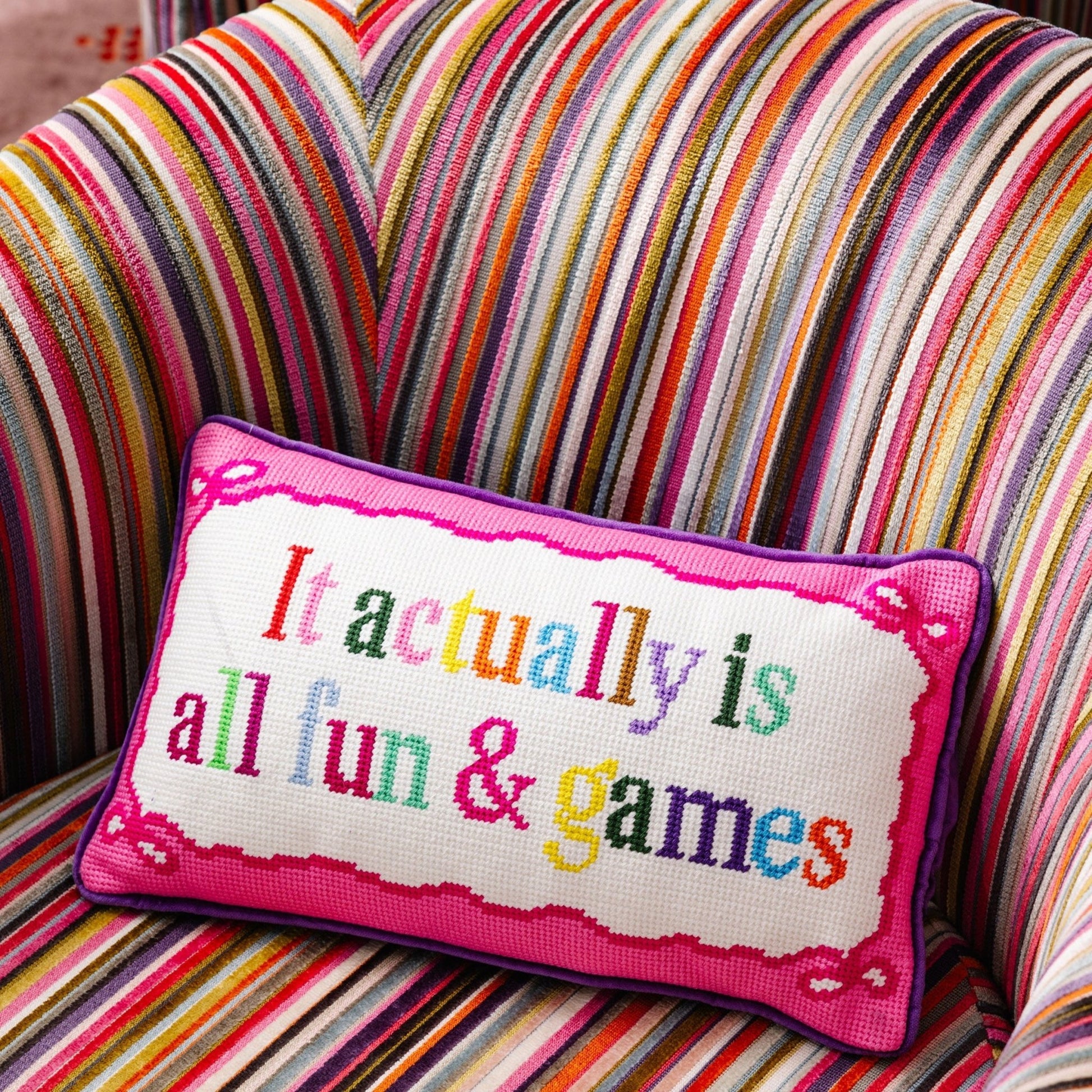 Fun And Games Needlepoint Pillow - Starry Skies Austin