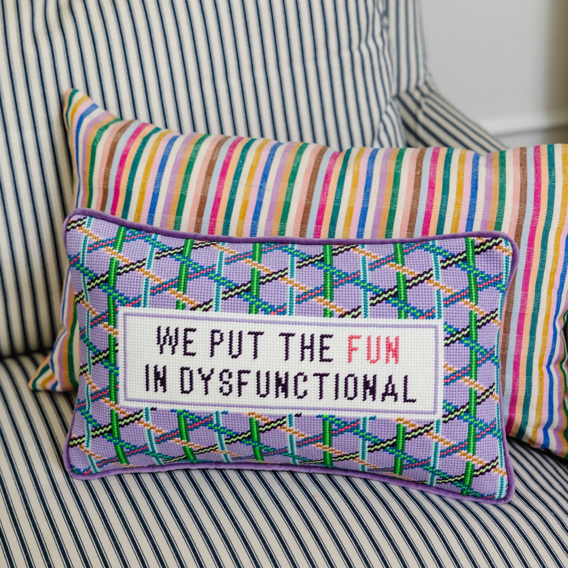 Fun in Dysfunctional Needlepoint Pillow - Starry Skies Austin