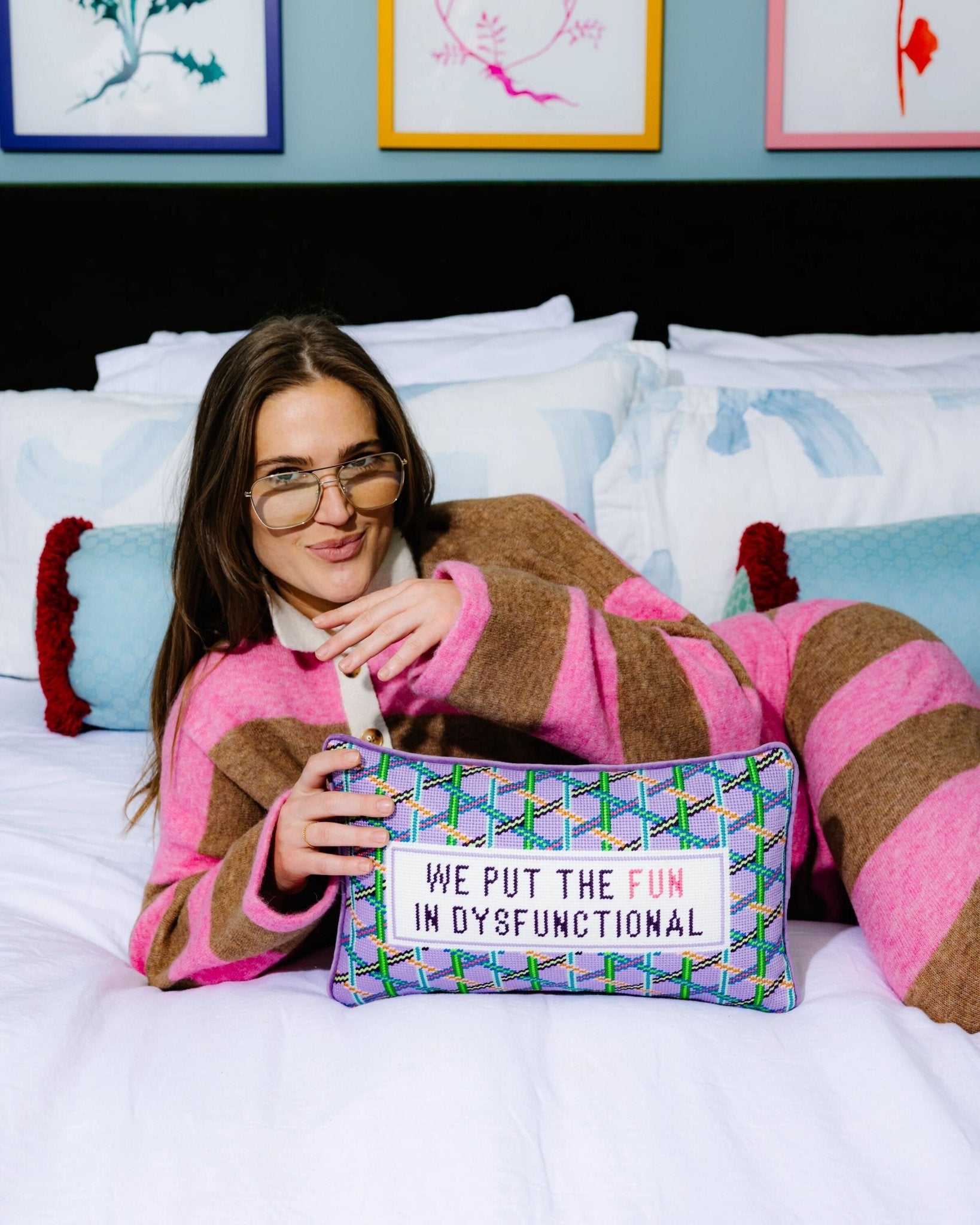 Fun in Dysfunctional Needlepoint Pillow - Starry Skies Austin