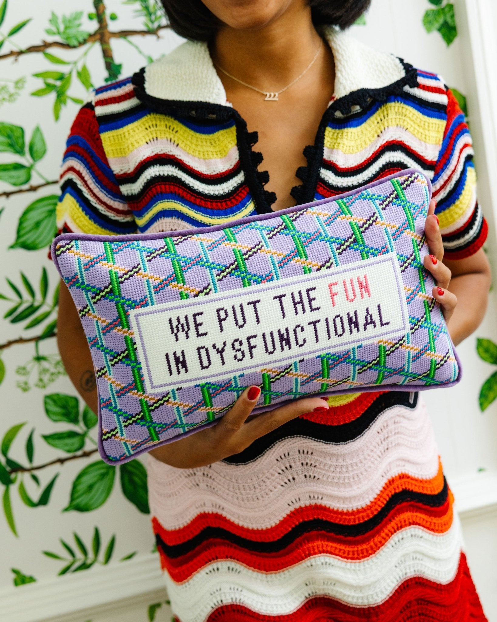 Fun in Dysfunctional Needlepoint Pillow - Starry Skies Austin