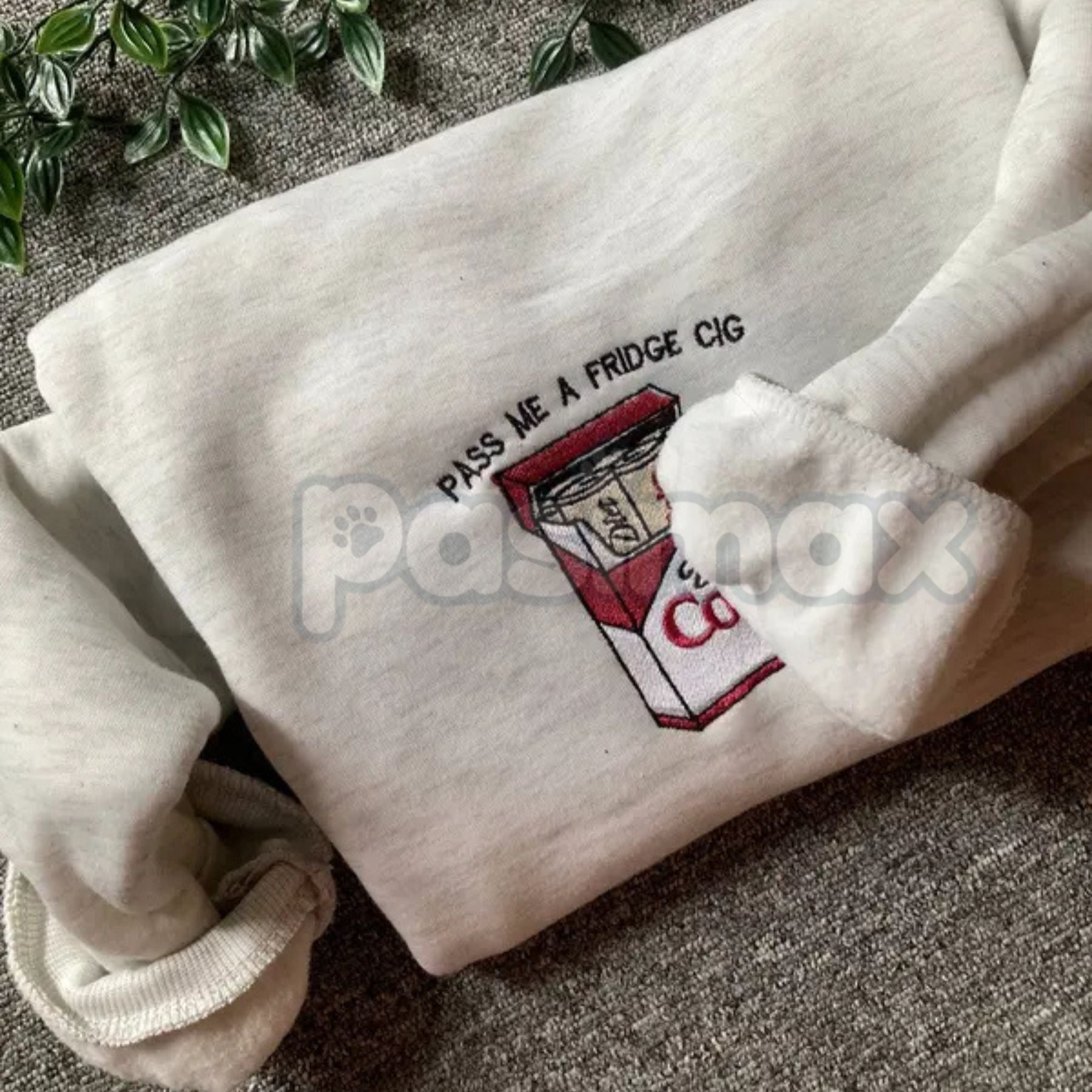 Funny Embroidered "Pass Me A Fridge" Sweatshirt – Humorous Quote Crewneck - Starry Skies Austin