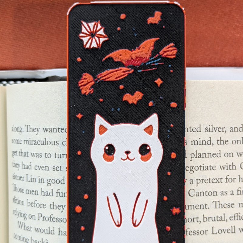 Ghost Cat Illustrated Bookmark 2x6 Art Bookmark Reader Gift - Starry Skies Austin