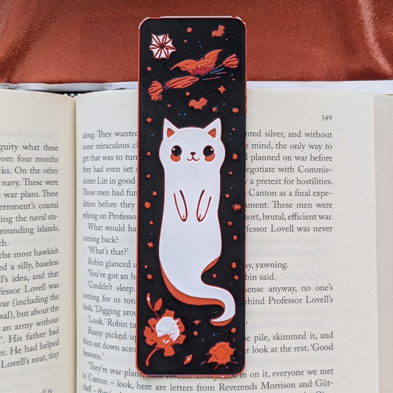 Ghost Cat Illustrated Bookmark 2x6 Art Bookmark Reader Gift - Starry Skies Austin