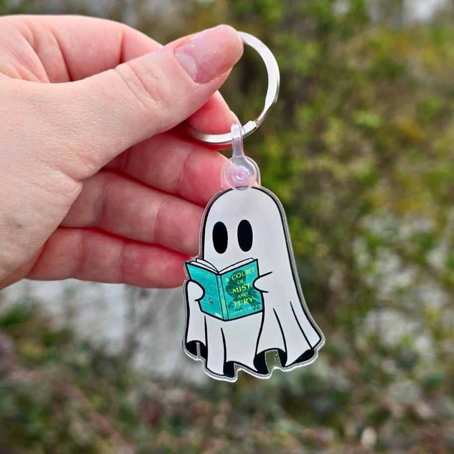 Ghost Reading A Court if Mist and Fury Keychain - Starry Skies Austin