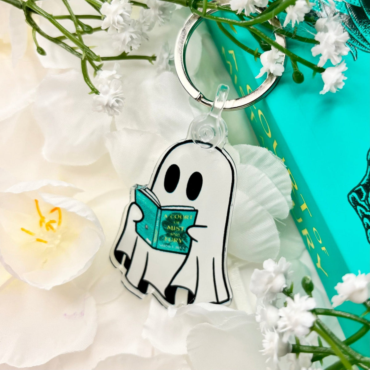 Ghost Reading A Court if Mist and Fury Keychain - Starry Skies Austin