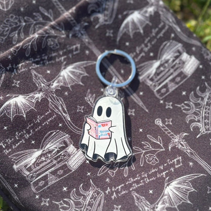 Ghost Reading Red White and Royal Blue Keychain - Starry Skies Austin