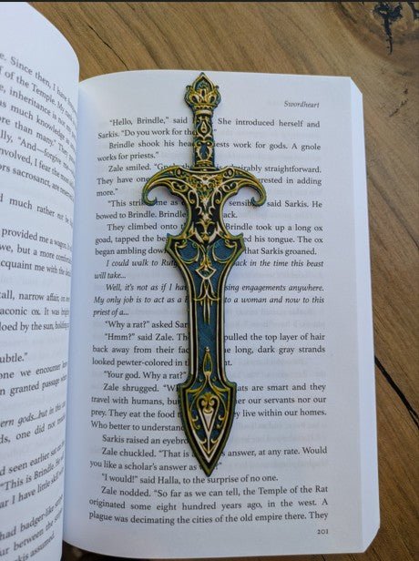 Gilded Sword Bookmark – Ornate Medieval-Inspired Fantasy Bookmark for Readers - Starry Skies Austin