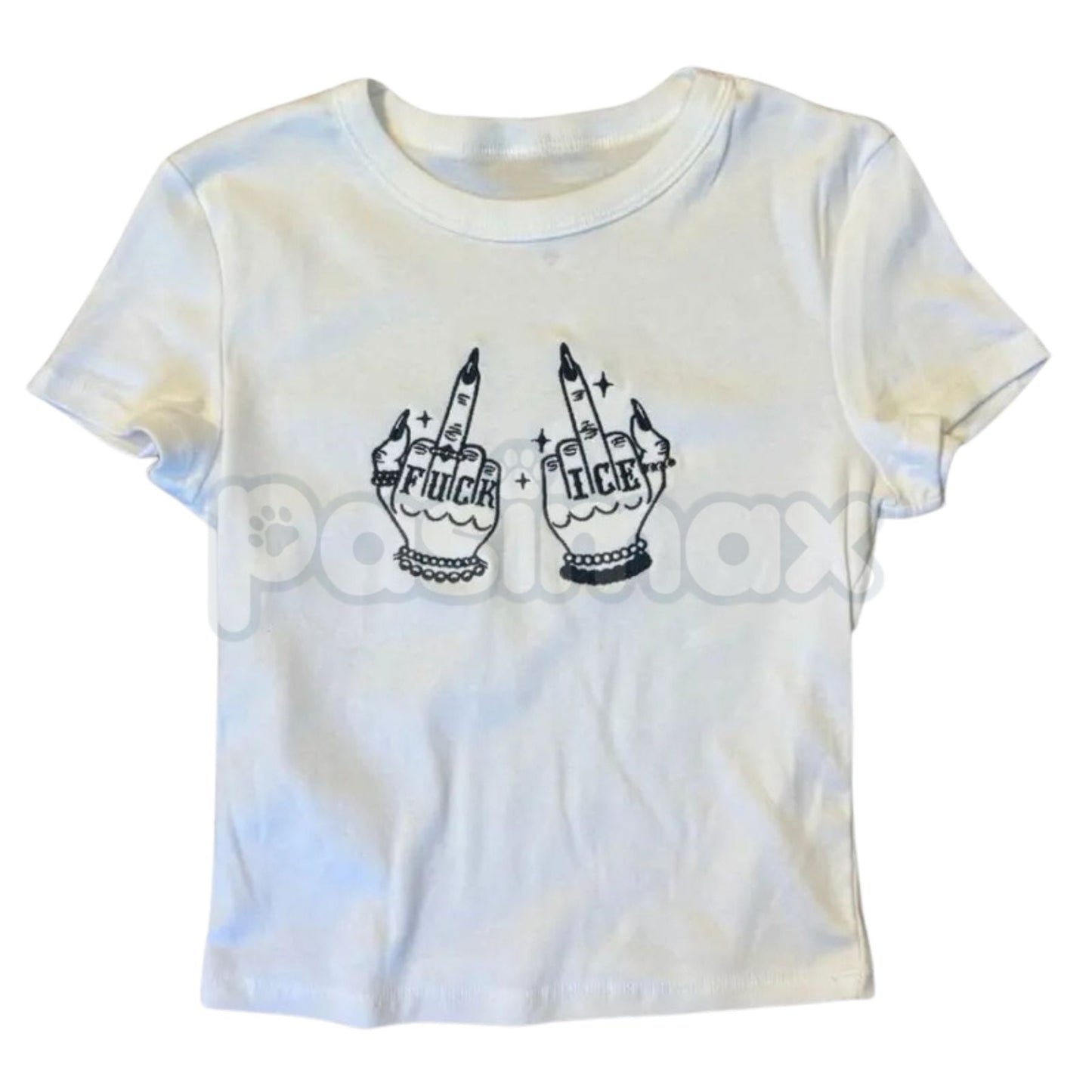 Give ICE The Finger Embroidered Tee – Unisex T-Shirt & Baby Tee, Political Activist Apparel, Bold Statement Shirt - Starry Skies Austin
