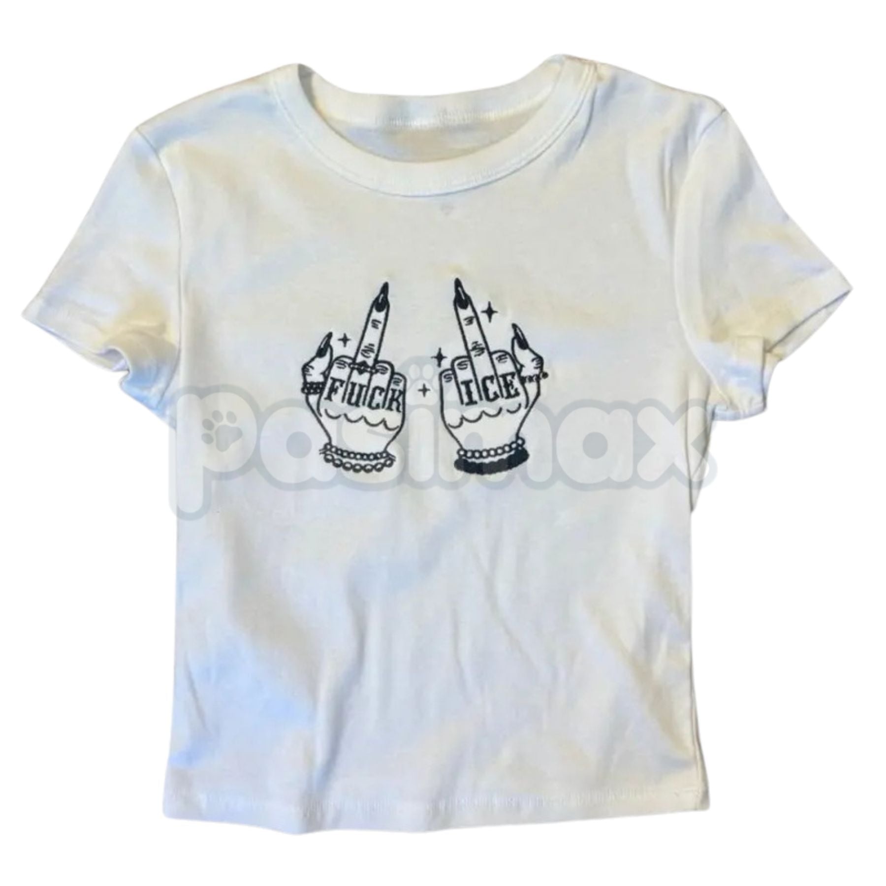 Give ICE The Finger Embroidered Tee – Unisex T-Shirt & Baby Tee, Political Activist Apparel, Bold Statement Shirt - Starry Skies Austin