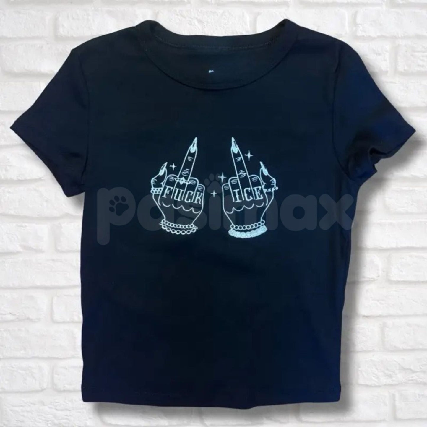 Give ICE The Finger Embroidered Tee – Unisex T-Shirt & Baby Tee, Political Activist Apparel, Bold Statement Shirt - Starry Skies Austin