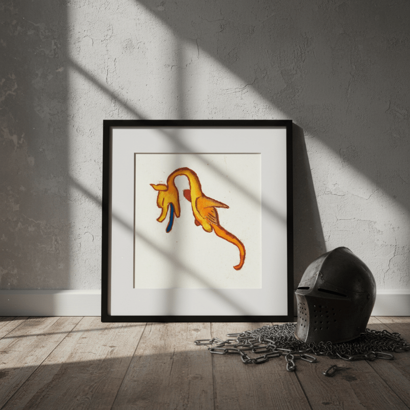 Golden Marginalia Dragon Fine Art Print - Starry Skies Austin