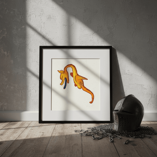 Golden Marginalia Dragon Fine Art Print - Starry Skies Austin