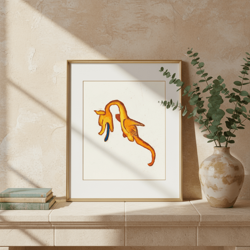 Golden Marginalia Dragon Fine Art Print - Starry Skies Austin