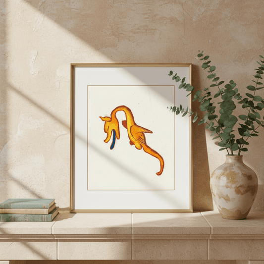 Golden Marginalia Dragon Fine Art Print - Starry Skies Austin