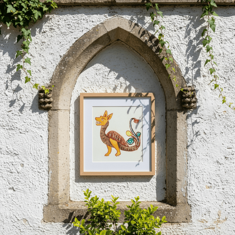 Golden Marginalia Dragon Fine Art Print Archival - Starry Skies Austin