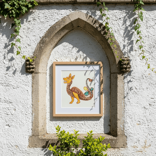 Golden Marginalia Dragon Fine Art Print Archival - Starry Skies Austin