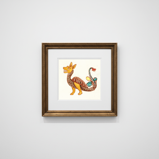 Golden Marginalia Dragon Fine Art Print Archival - Starry Skies Austin