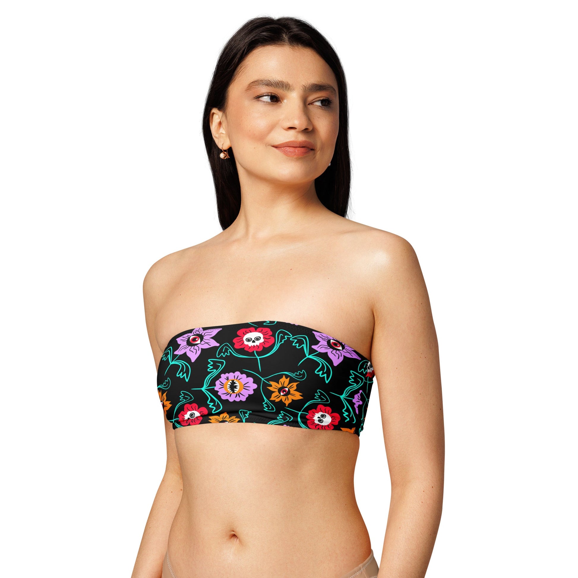 Gothic Floral Bandeau Bikini Top - Starry Skies Austin