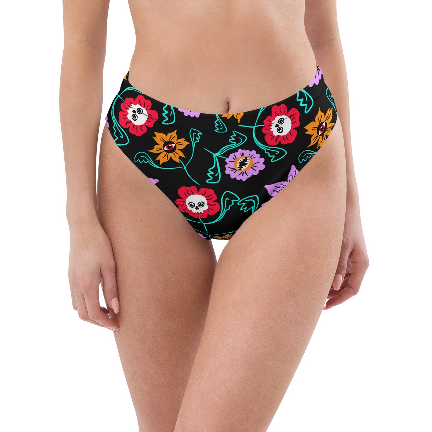 Gothic Floral High - Waisted Bikini Bottom - Starry Skies Austin