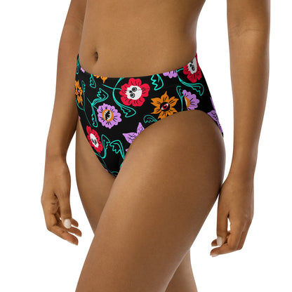 Gothic Floral High - Waisted Bikini Bottom - Starry Skies Austin