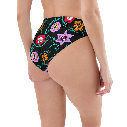 Gothic Floral High - Waisted Bikini Bottom - Starry Skies Austin